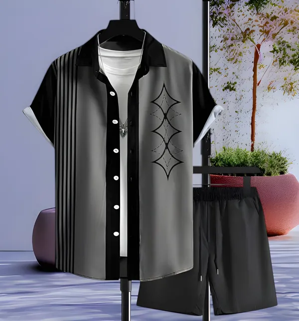 Men’s_Black_Printed_Co-Ord_Set_–_Shirt_&_Shorts_Combo