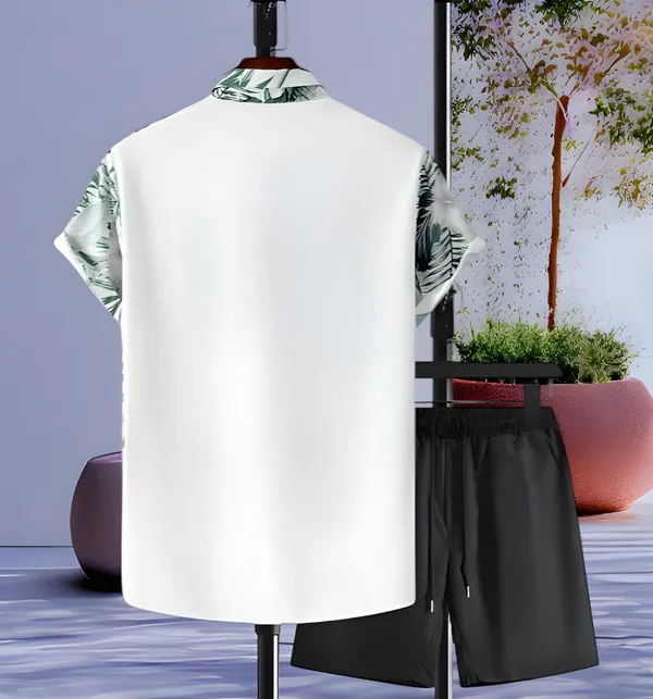 Green_White_Black_Contrast_Collar_Top_&_Bottom_Sets_For_Men