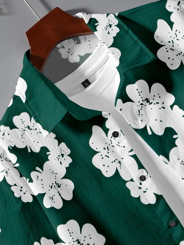 Green_Printed_Men's_Casual_Summer_Night_Dress