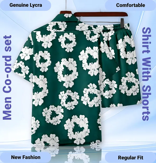 Green_Printed_Men's_Casual_Summer_Night_Dress