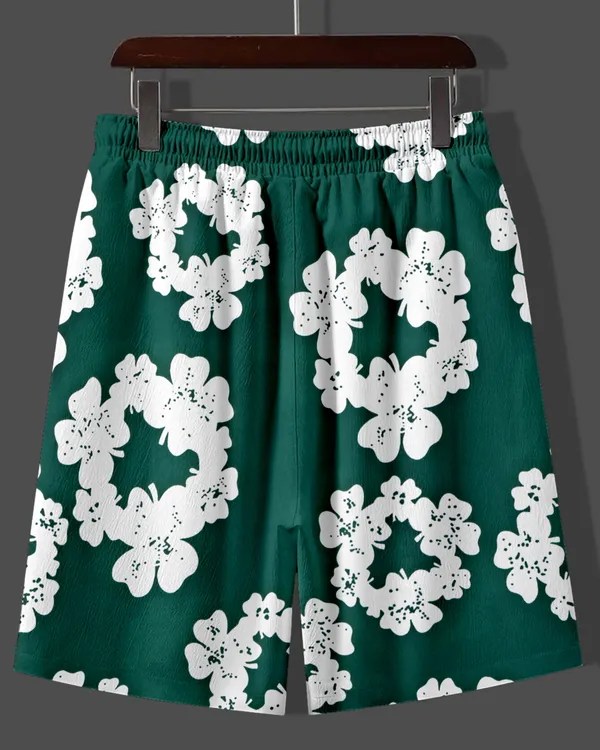 Green_Printed_Men's_Casual_Summer_Night_Dress