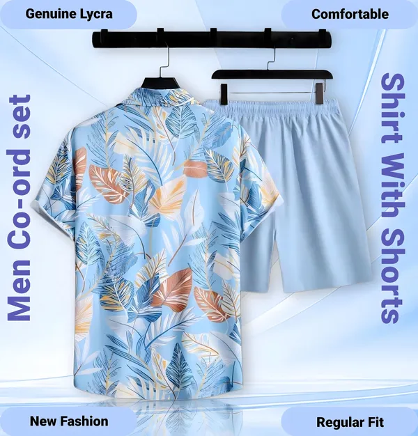 Light_Blue_Men's_Soft_Poly_Lycra_Digital_Prined_Shirts_with_Shorts
