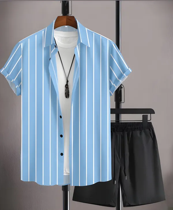 Light_Blue_Men's_Contrast_Collar_Top_&_Bottom_Sets