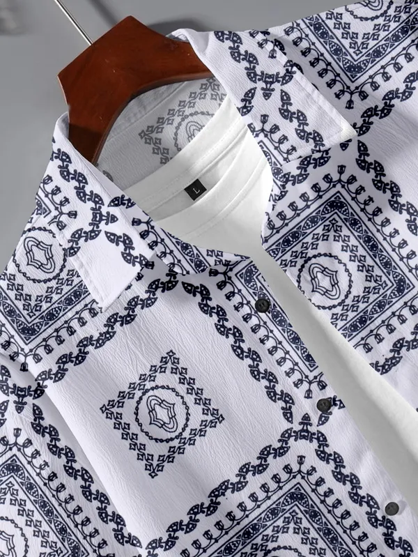White_Printed_Men's_Summer_Night_Suit