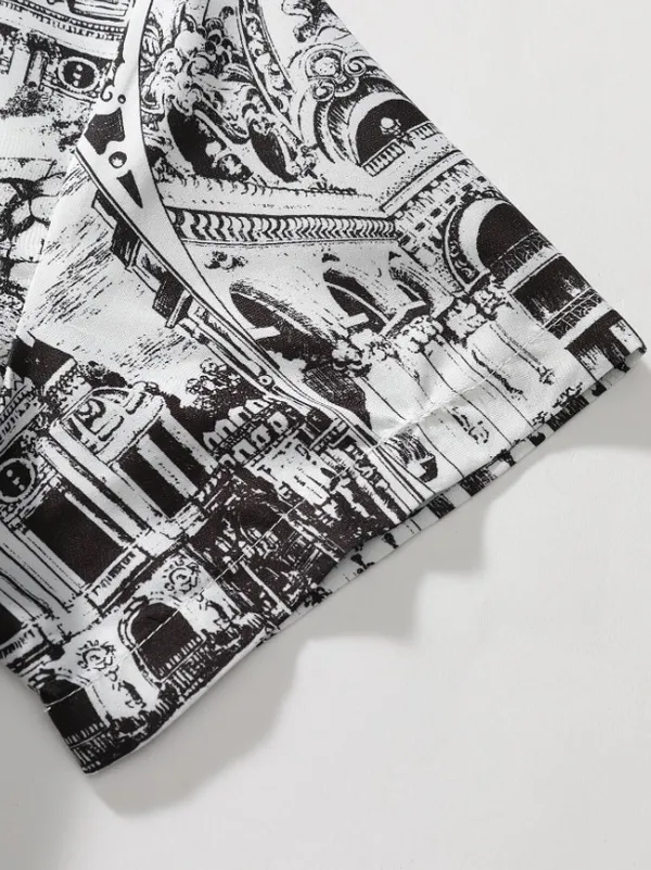 Grey_Men's_Floral_Print_Top_&_Bottom_Set