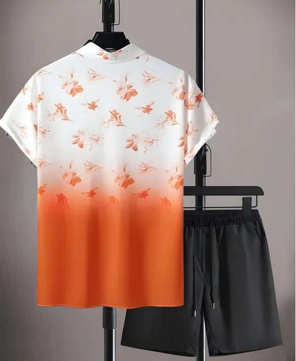 Orange_&_White_Rayon_Palm_Tree_&_Leaf_Printed_Night_Suit_Set