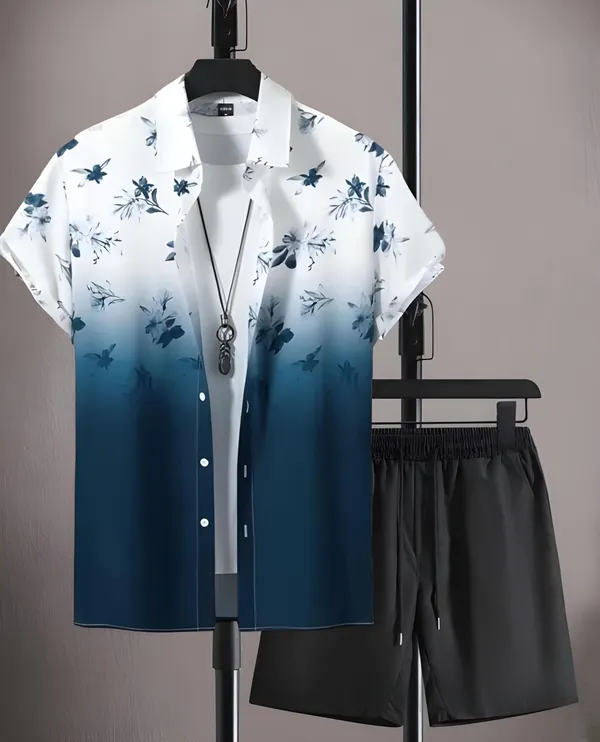 Blue_&_White_Men's_Contrast_Collar_Top_&_Bottom_Sets