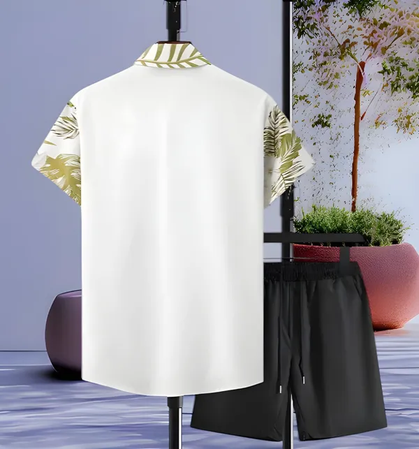 Gold_White_Black_Contrast_Collar_Top_&_Bottom_Sets_For_Men