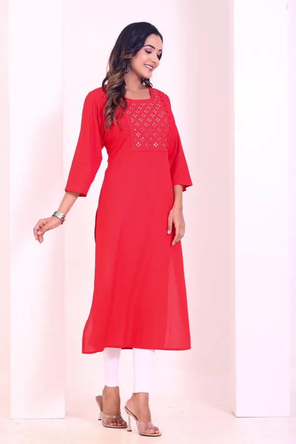 Elegant_Red_Embroidery_Mirror_Work_Kurta