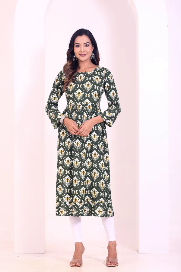 Elegant_Women_Green_Printed_Kurta