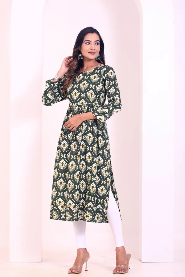 Elegant_Women_Green_Printed_Kurta