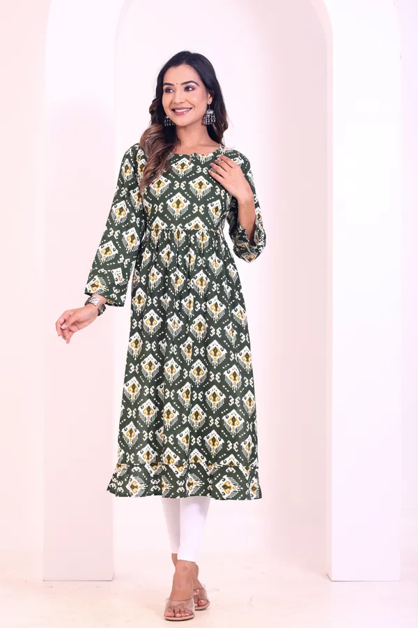 Elegant_Women_Green_Printed_Kurta