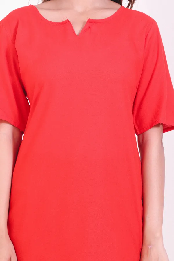 Women_Red_Plain_Short_Kurta