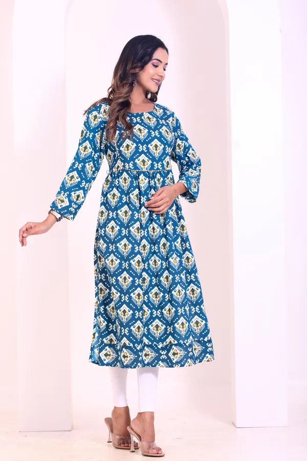 Smartyhub_Women_Blue_Printed_Kurta