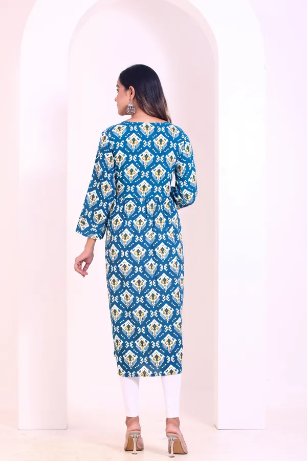 Smartyhub_Women_Blue_Printed_Kurta