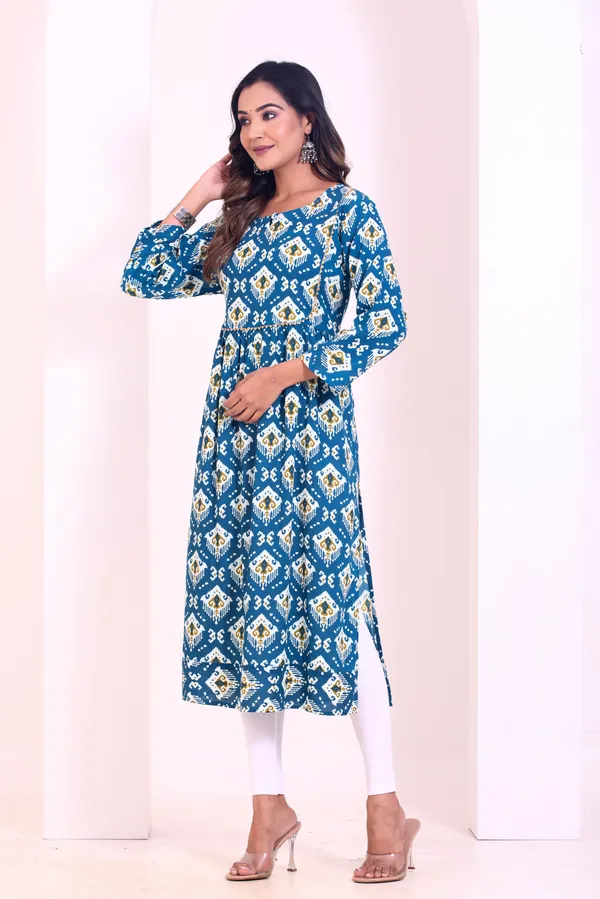 Smartyhub_Women_Blue_Printed_Kurta