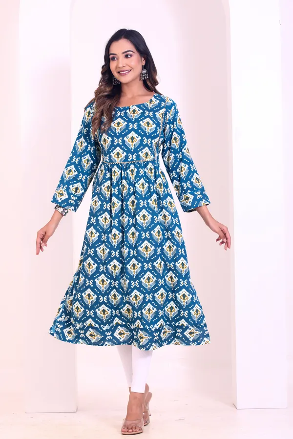 Smartyhub_Women_Blue_Printed_Kurta