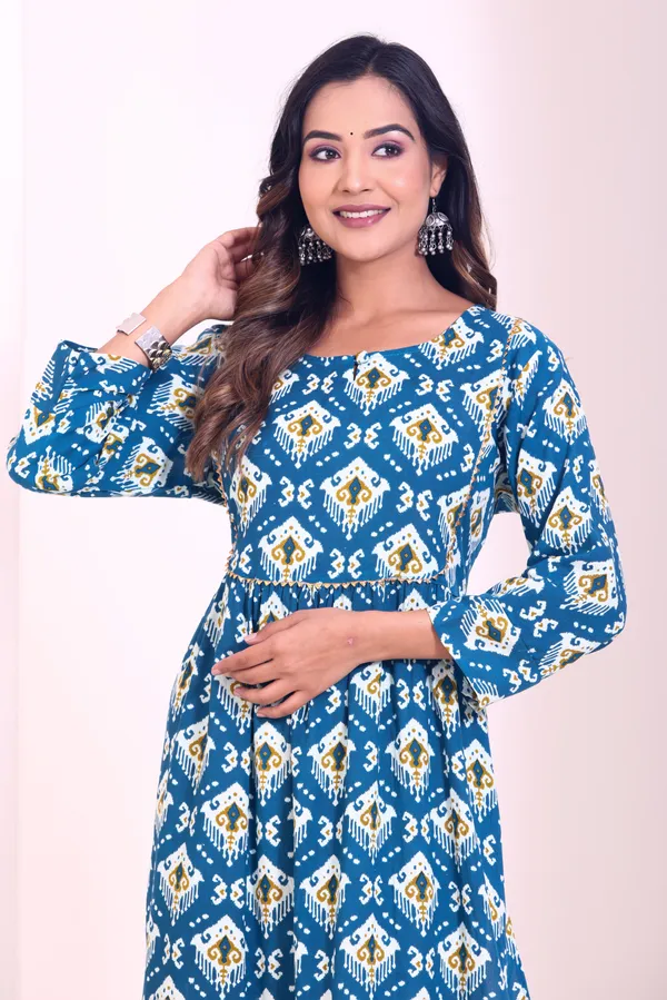 Smartyhub_Women_Blue_Printed_Kurta