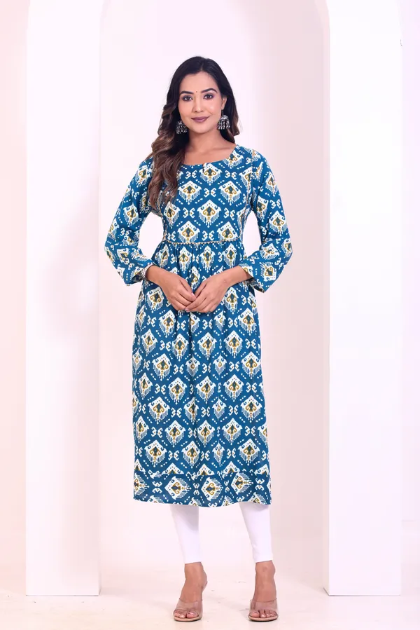 Smartyhub_Women_Blue_Printed_Kurta