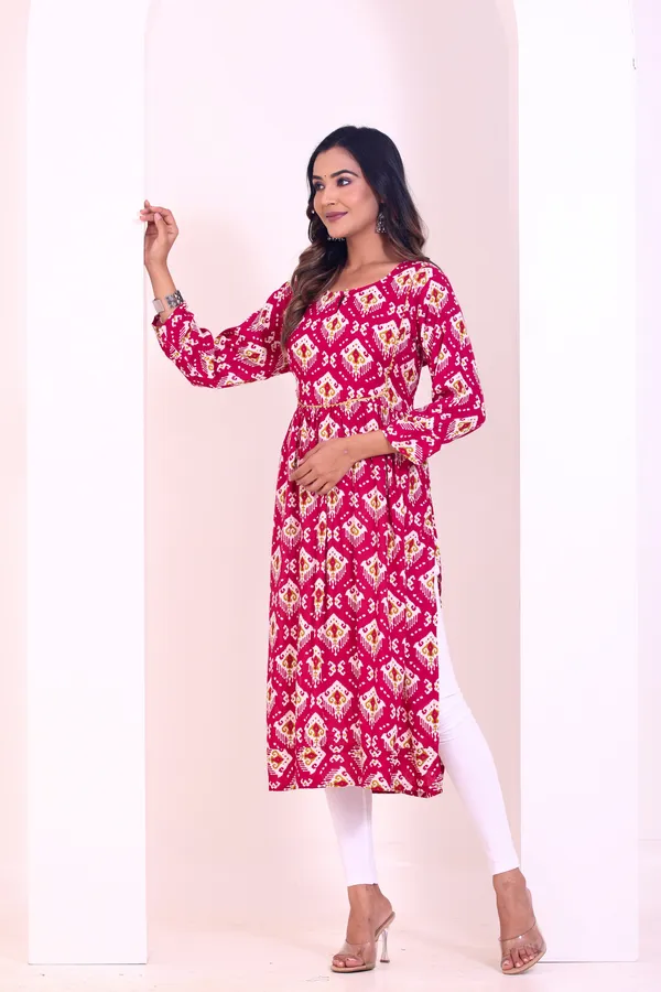 Smartyhub_Women_Maroon_Printed_Kurta