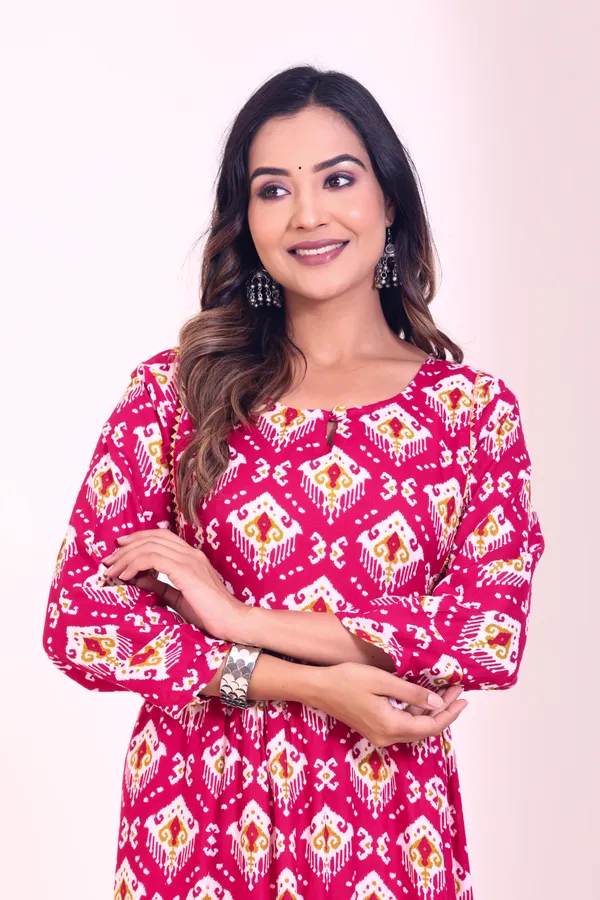 Smartyhub_Women_Maroon_Printed_Kurta