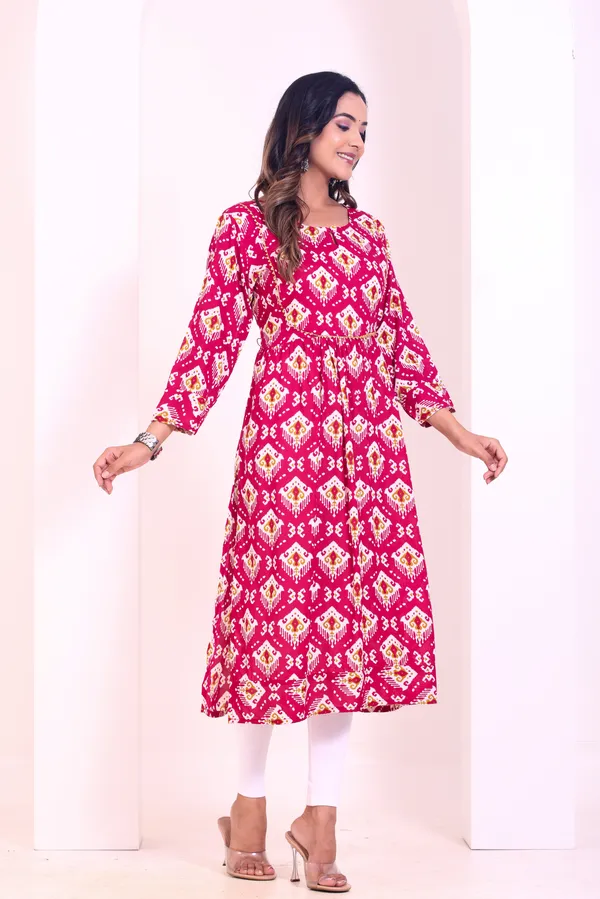 Smartyhub_Women_Maroon_Printed_Kurta