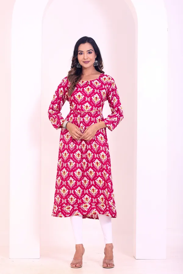 Smartyhub_Women_Maroon_Printed_Kurta