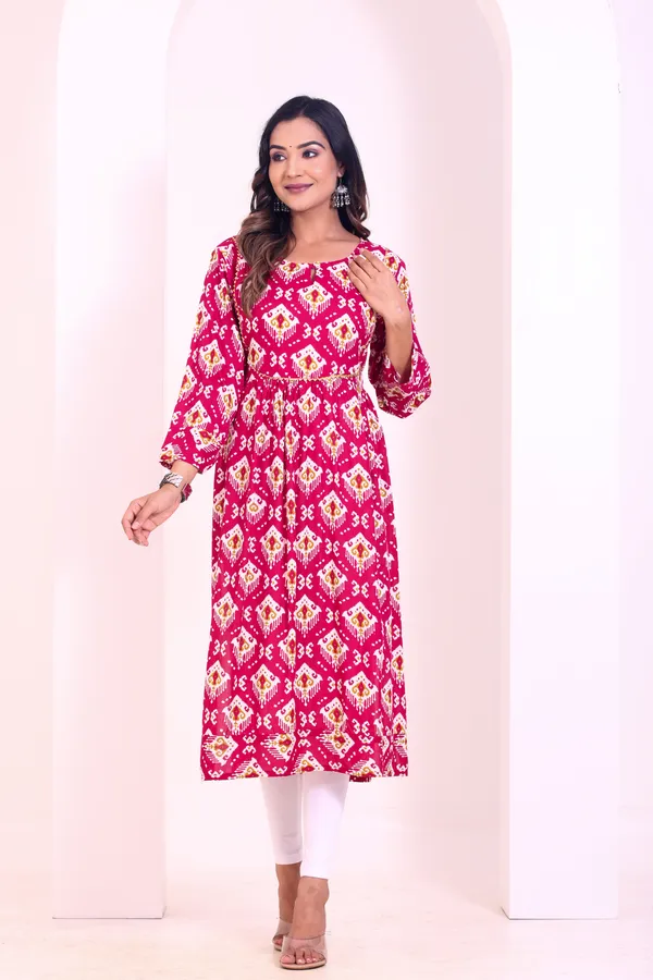 Smartyhub_Women_Maroon_Printed_Kurta