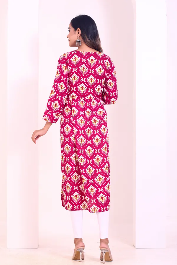 Smartyhub_Women_Maroon_Printed_Kurta