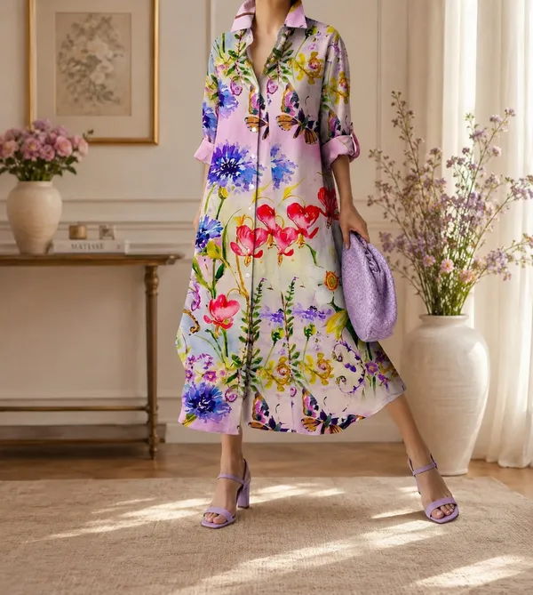 Flower_Floral_Printed_Shirt_Dress