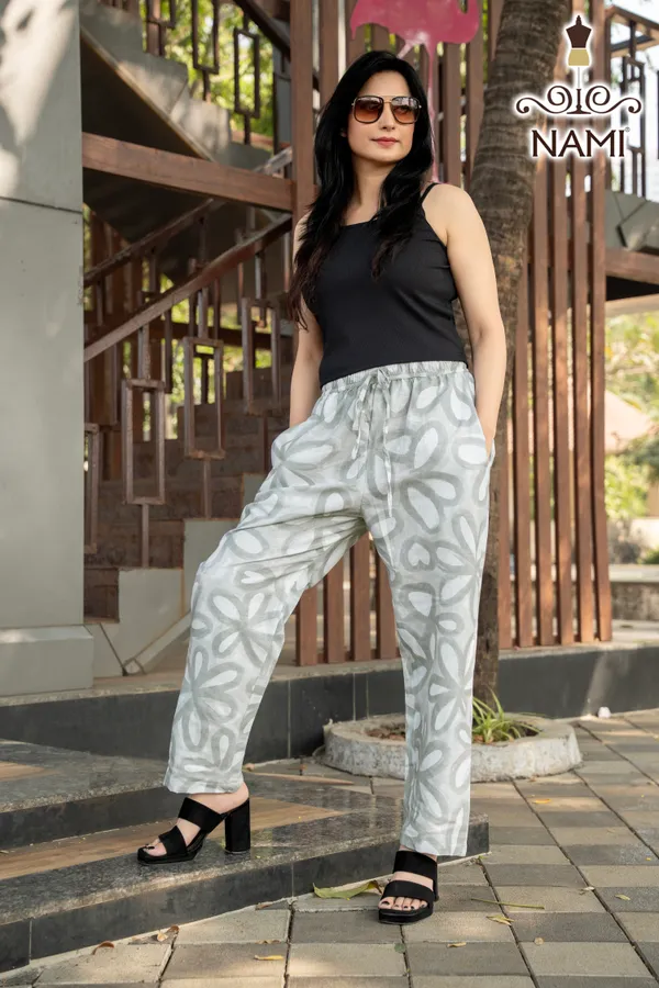 Grey_Floral_Print_Cotton_Pants_For_Women
