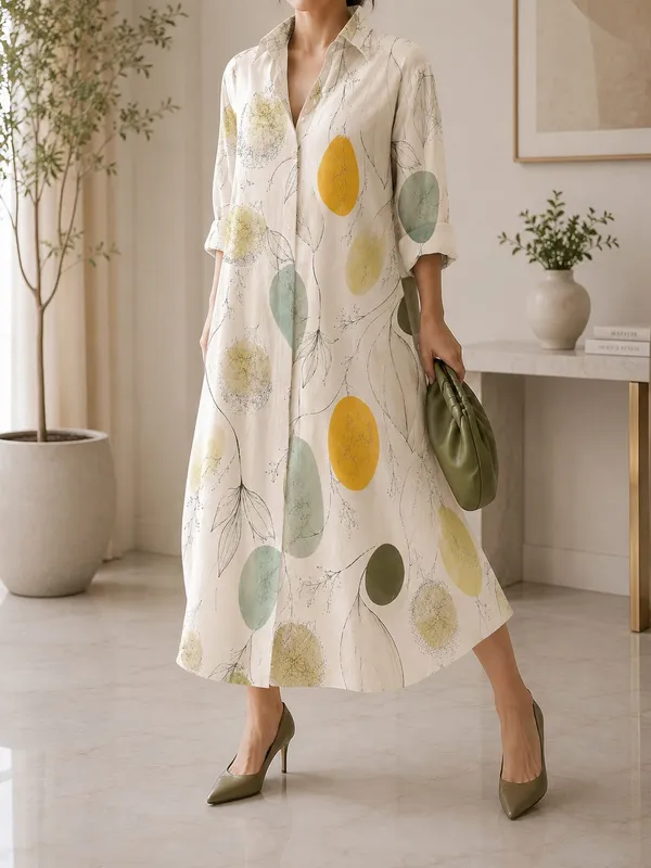 Artistic_Multi-color_Dot_Digital_Print_Shirt_Dress_For_Women