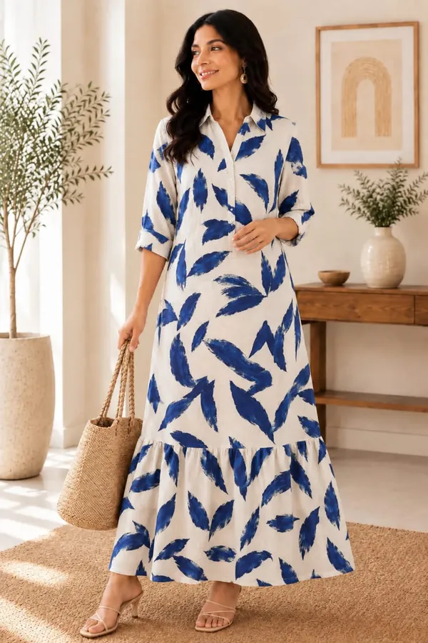 Blue_Botanical_Long_Dress_For_Women