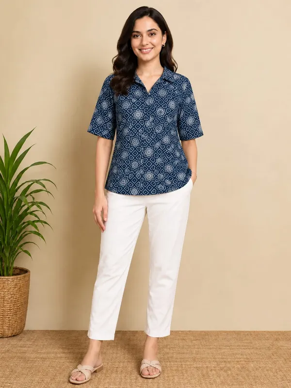 Blue_Cotton_Short_Top_For_Women