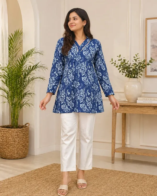 Blue_Cotton_Short_Top_For_Women