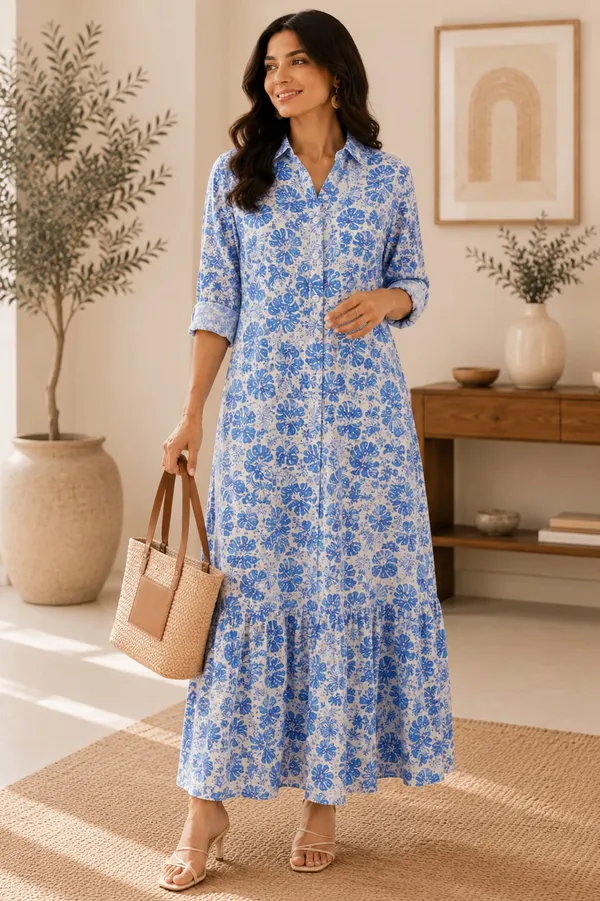 Blue_Floral_Printed_Long_Dress