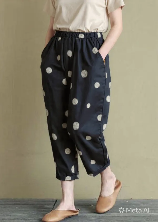 Black_Floral_Print_Cotton_Pants_For_Women
