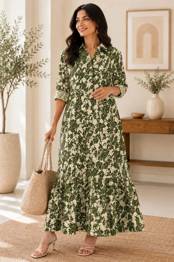 Green_Printed_Long_Dress_For_Women