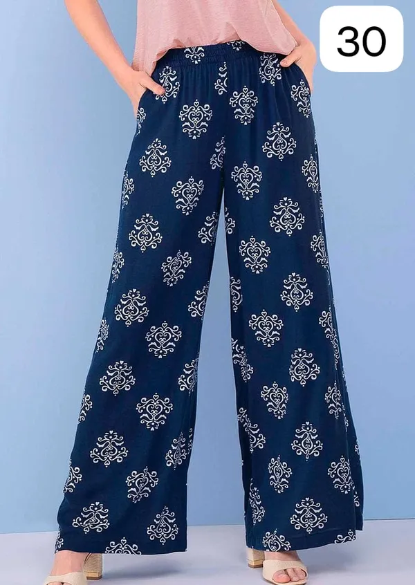 Indigo_Blue_Floral_Print_Cotton_Pants_For_Women