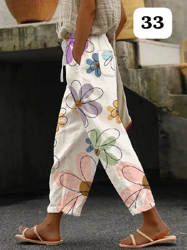 Light_Floral_Print_Cotton_Pants_For_Women