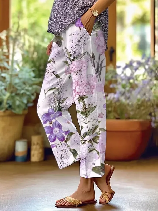 Light_Floral_Print_Cotton_Pants_For_Women