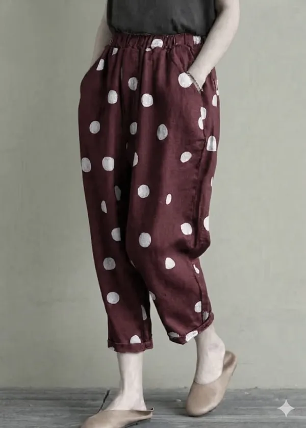 Maroon_Floral_Print_Cotton_Pants_For_Women