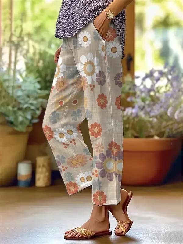 Multi_Colour_Floral_Print_Cotton_Pants_For_Women