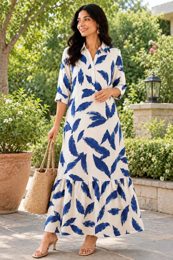 Blue_Botanical_Long_Dress_For_Women