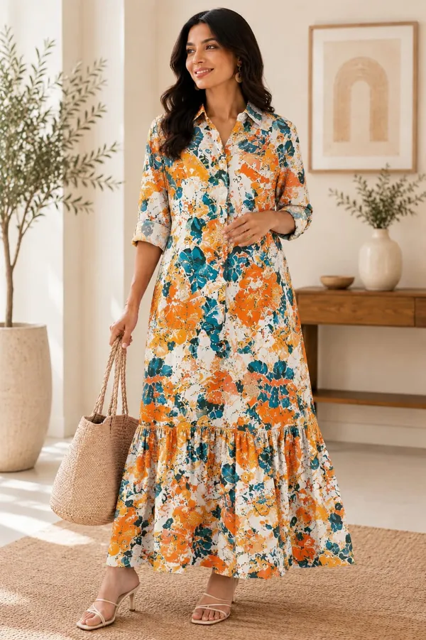 Orange_Printed_Long_Dress_For_Women