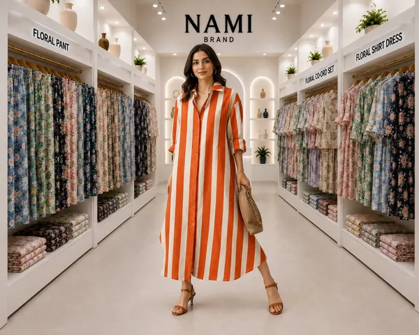Orange_Stripes_Long_Shirt_Dress_For_Women