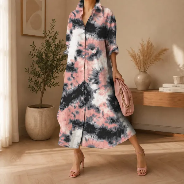 Pink_And_Grey_Tie_-_dye_Long_Shirt_Dress_For_Women