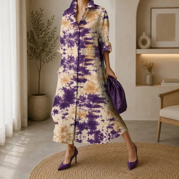 Purple_And_Cream_Tie_-_dye_Long_Shirt_Dress_For_Women
