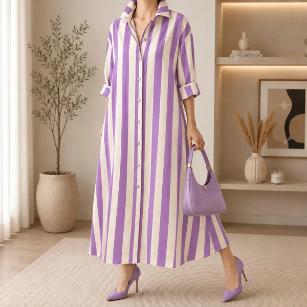 Purple_Stripes_Long_Shirt_Dress_For_Women