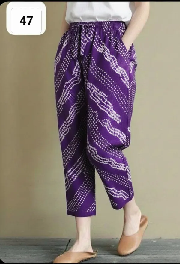 Purpul_Bandhni_Print_Cotton_Pants_For_Women